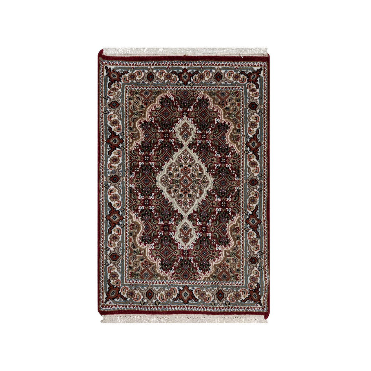 Red 2'0" x 3'0" Traditional Hand knotted Wool Rug - Sku: O090994