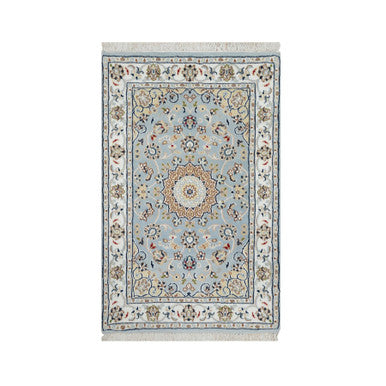 Traditional Wool & Silk Hand Knotted Rug Blue 2.0X3.2  -O090996
