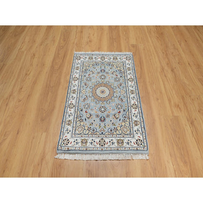 Traditional Wool & Silk Hand Knotted Rug Blue 2.0X3.2  -O090996