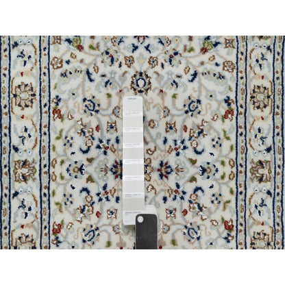 Fine Oriental Wool & Silk Hand Knotted Rug Ivory 2.1X3.2  -O091001