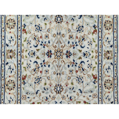 Fine Oriental Wool & Silk Hand Knotted Rug Ivory 2.1X3.2  -O091001