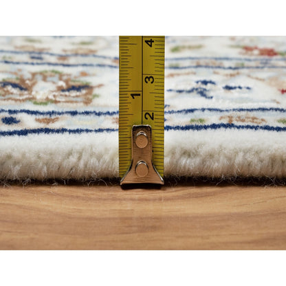Fine Oriental Wool & Silk Hand Knotted Rug Ivory 2.1X3.2  -O091001