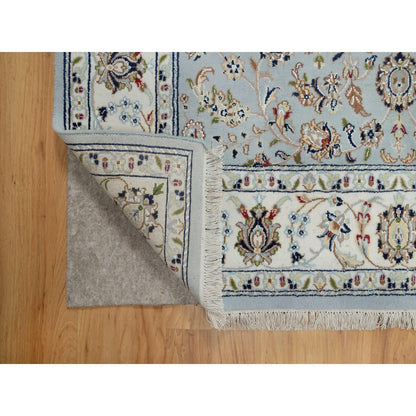Traditional Wool & Silk Hand Knotted Rug Blue 4.11X5.2  -O091007