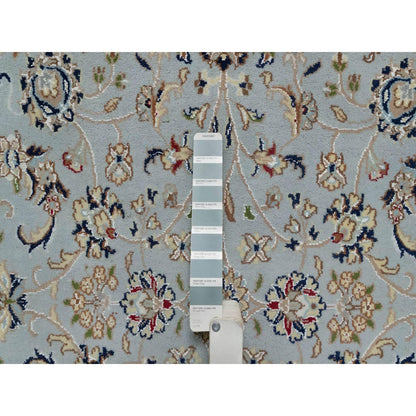 Traditional Wool & Silk Hand Knotted Rug Blue 4.11X5.2  -O091007