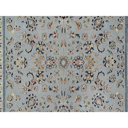 Traditional Wool & Silk Hand Knotted Rug Blue 4.11X5.2  -O091007