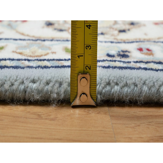 Traditional Wool & Silk Hand Knotted Rug Blue 4.11X5.2  -O091007