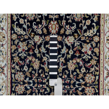 Traditional Wool & Silk Hand Knotted Rug Blue 2.7X8.1  -O091008