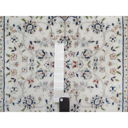Fine Oriental Wool & Silk Hand Knotted Rug Ivory 2.8X12.7  -O091009