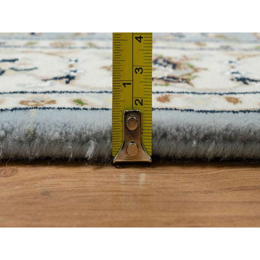 Traditional Wool & Silk Hand Knotted Rug Blue 2.8X10.3  -O091010