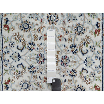 Fine Oriental Wool & Silk Hand Knotted Rug Ivory 2.9X14.0  -O091011