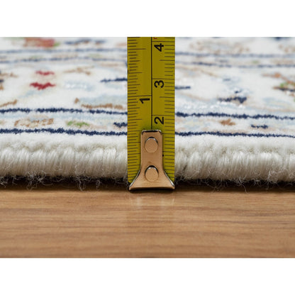 Fine Oriental Wool & Silk Hand Knotted Rug Ivory 2.9X14.0  -O091011