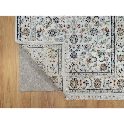 Fine Oriental Wool & Silk Hand Knotted Rug Ivory 2.9X14.1  -O091012