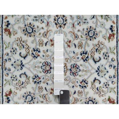 Fine Oriental Wool & Silk Hand Knotted Rug Ivory 2.9X14.1  -O091012