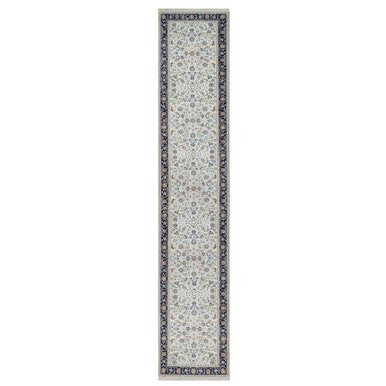 Traditional Wool & Silk Hand Knotted Rug Ivory 2.8X14.0  -O091014