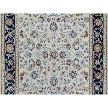 Traditional Wool & Silk Hand Knotted Rug Ivory 2.8X14.0  -O091014