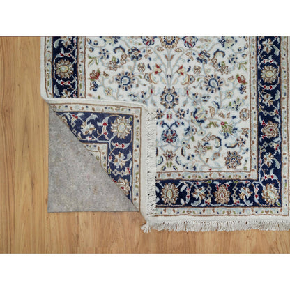 Traditional Wool & Silk Hand Knotted Rug Ivory 2.8X14.0  -O091015