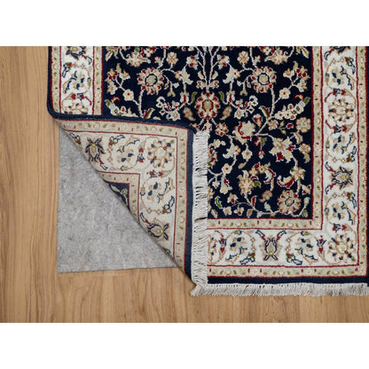 Traditional Wool & Silk Hand Knotted Rug Blue 2.7X16.0  -O091016