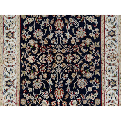 Traditional Wool & Silk Hand Knotted Rug Blue 2.7X16.0  -O091016