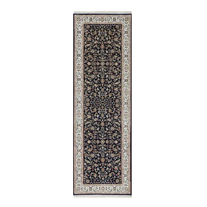 Traditional Wool & Silk Hand Knotted Rug Blue 2.8X8.2  -O091019
