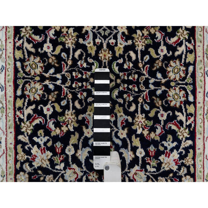 Traditional Wool & Silk Hand Knotted Rug Blue 2.8X8.2  -O091019