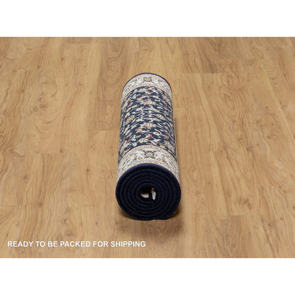 Traditional Wool & Silk Hand Knotted Rug Blue 2.8X8.2  -O091019