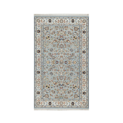 Traditional Wool & Silk Hand Knotted Rug Blue 3.2X5.3  -O091020