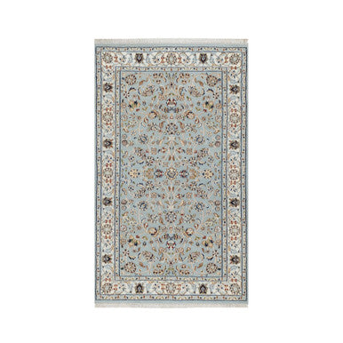 Traditional Wool & Silk Hand Knotted Rug Blue 3.2X5.3  -O091020