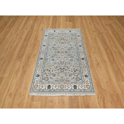 Traditional Wool & Silk Hand Knotted Rug Blue 3.2X5.3  -O091020