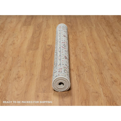 Traditional Wool & Silk Hand Knotted Rug Ivory 5.6X5.9  -O091021