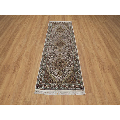 Traditional Wool Hand Knotted Rug Ivory 2.10X8.0  -O091025