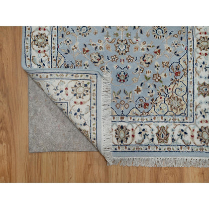 Traditional Wool & Silk Hand Knotted Rug Blue 2.8X12.9  -O091026