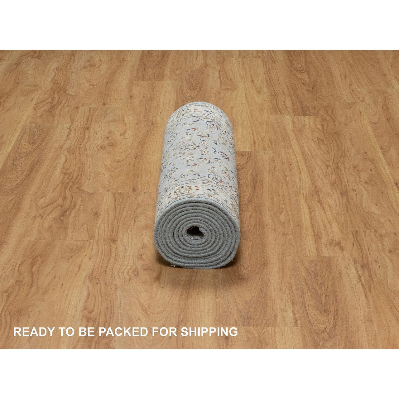Blue 2'8" x 12'9" Traditional Hand knotted Wool/Silk Rug - Sku: O091026