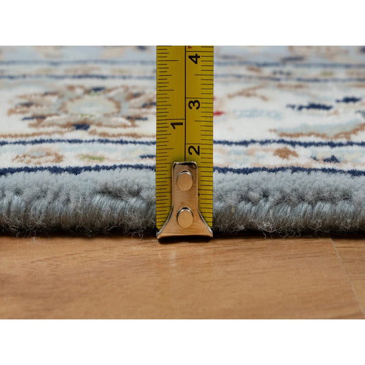 Traditional Wool & Silk Hand Knotted Rug Blue 2.8X12.9  -O091026