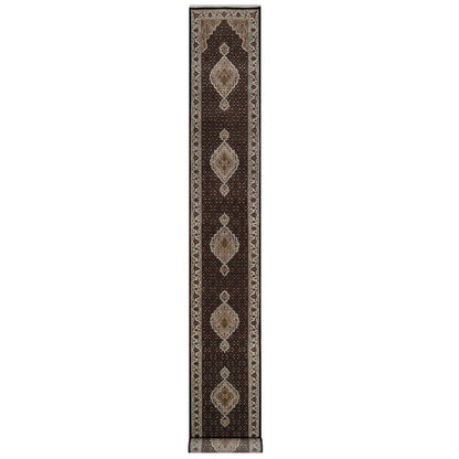 Traditional Wool Hand Knotted Rug Black 2.8X20.1  -O091027