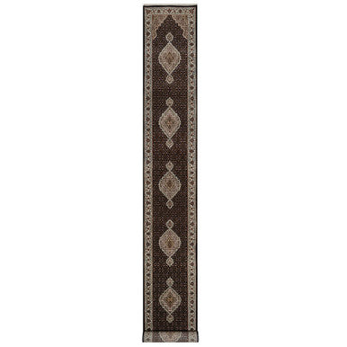 Traditional Wool Hand Knotted Rug Black 2.8X20.1  -O091027