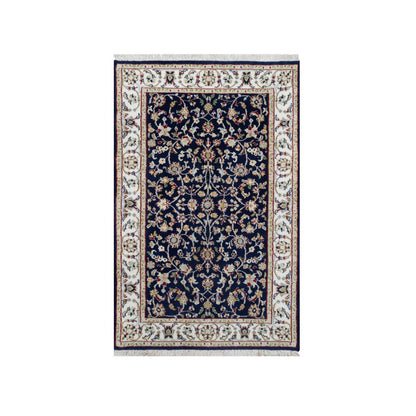 Traditional Wool & Silk Hand Knotted Rug Blue 2.8X4.1  -O091028