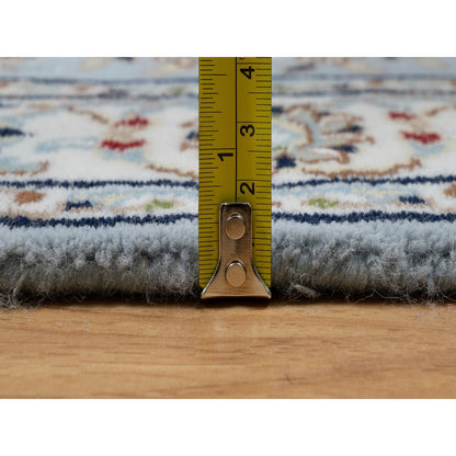 Fine Oriental Wool & Silk Hand Knotted Rug Blue 2.8x10.1 -O091029