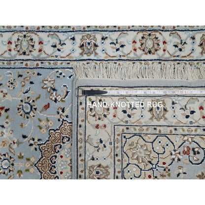 Fine Oriental Wool & Silk Hand Knotted Rug Blue 2.8x10.1 -O091029