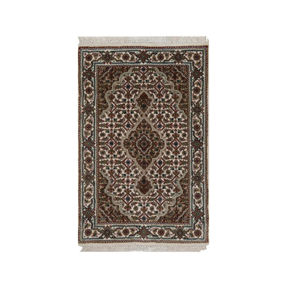 Traditional Wool Hand Knotted Rug Ivory 2.0X3.0  -O091030