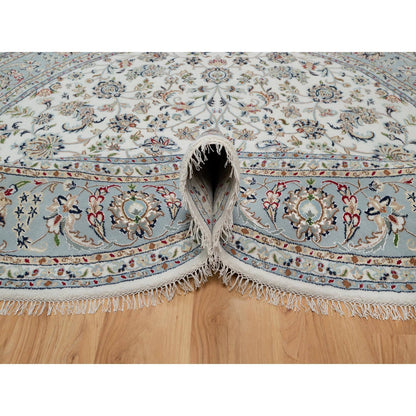 Traditional Wool & Silk Hand Knotted Rug Ivory 8.0X8.0  -O091032