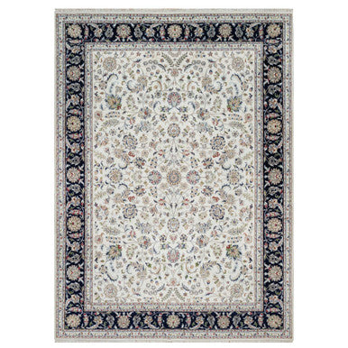 Traditional Wool & Silk Hand Knotted Rug Ivory 8.7X11.8  -O091033