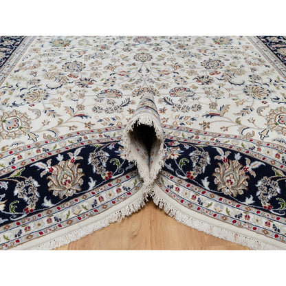 Traditional Wool & Silk Hand Knotted Rug Ivory 8.7X11.8  -O091033