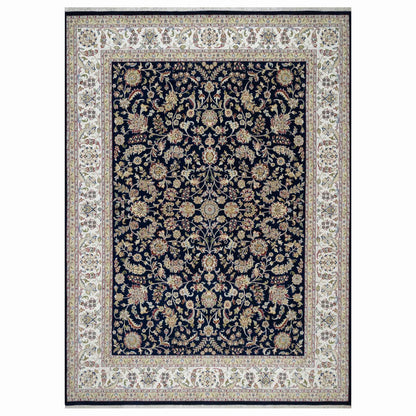 Traditional Wool & Silk Hand Knotted Rug Blue 8.9X12.0  -O091034