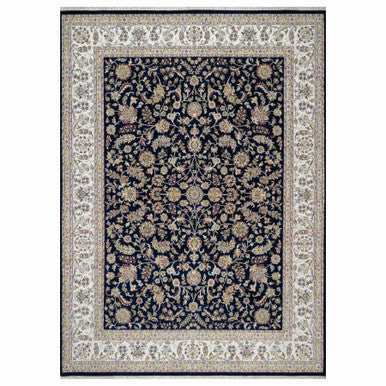 Traditional Wool & Silk Hand Knotted Rug Blue 8.9X12.0  -O091034
