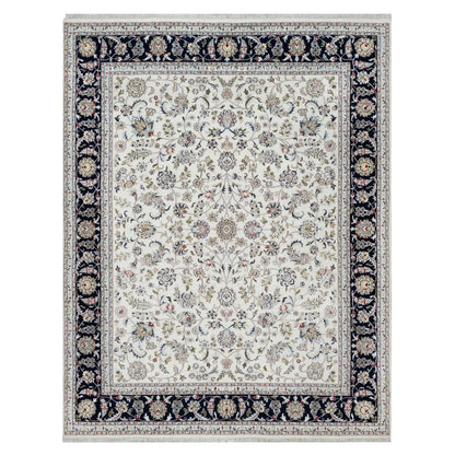 Traditional Wool & Silk Hand Knotted Rug Ivory 7.10X10.0  -O091035