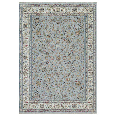 Traditional Wool & Silk Hand Knotted Rug Blue 8.9X12.4  -O091037