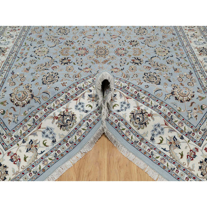 Traditional Wool & Silk Hand Knotted Rug Blue 8.9X12.4  -O091037