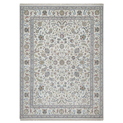 Traditional Wool & Silk Hand Knotted Rug Ivory 9.0X12.4  -O091038