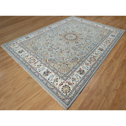 Traditional Wool & Silk Hand Knotted Rug Blue 9.0X12.3  -O091039