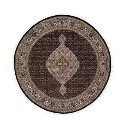 Traditional Wool Hand Knotted Rug Black 8.0X8.0  -O091041